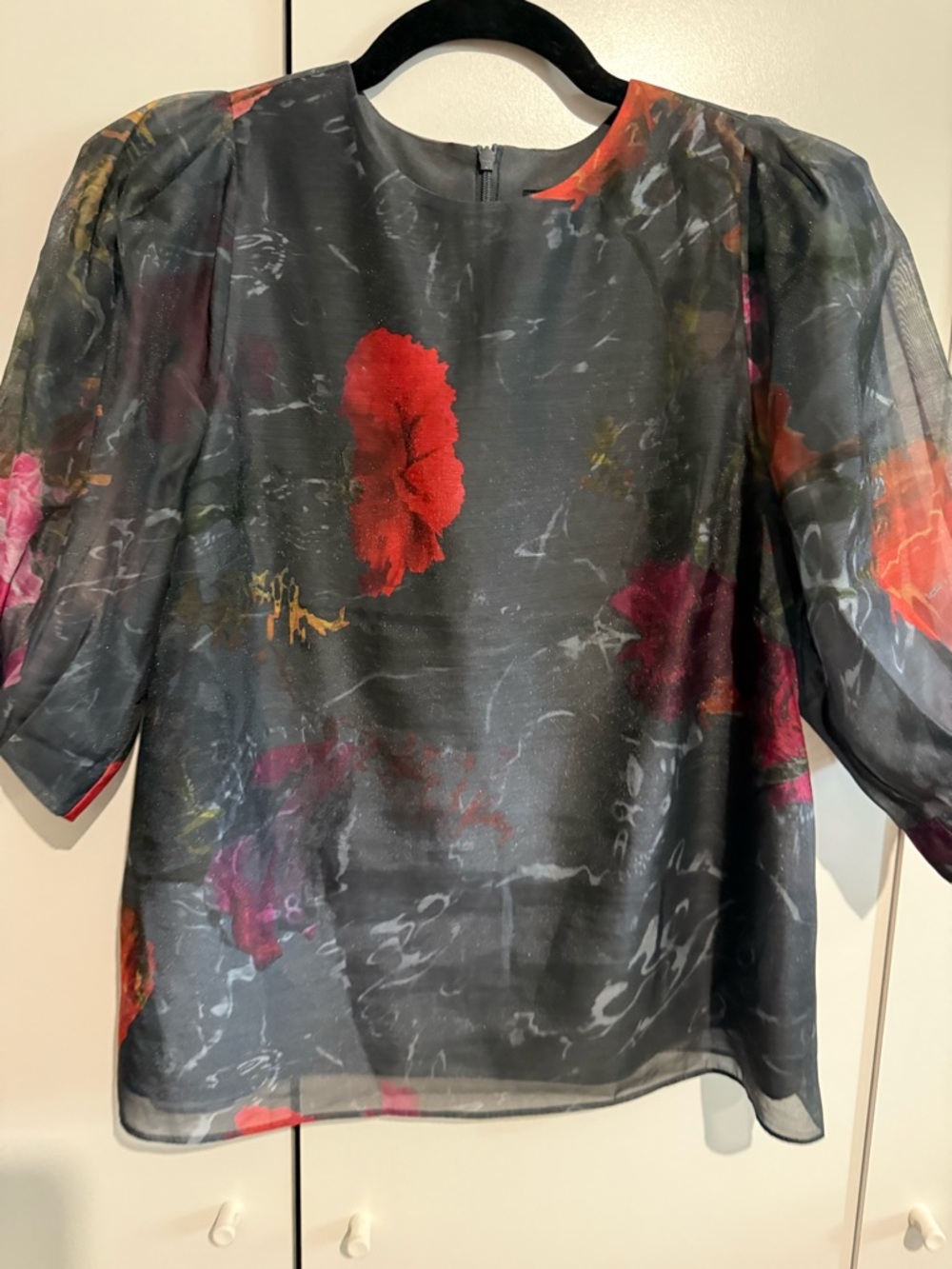 Ted Baker Black blouse with Red Floral Detail